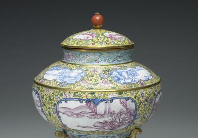 图片[2]-Covered copper jar in painted enamels with landscape scenes, Qianlong reign (1736-1795), Qing dynasty.-China Archive